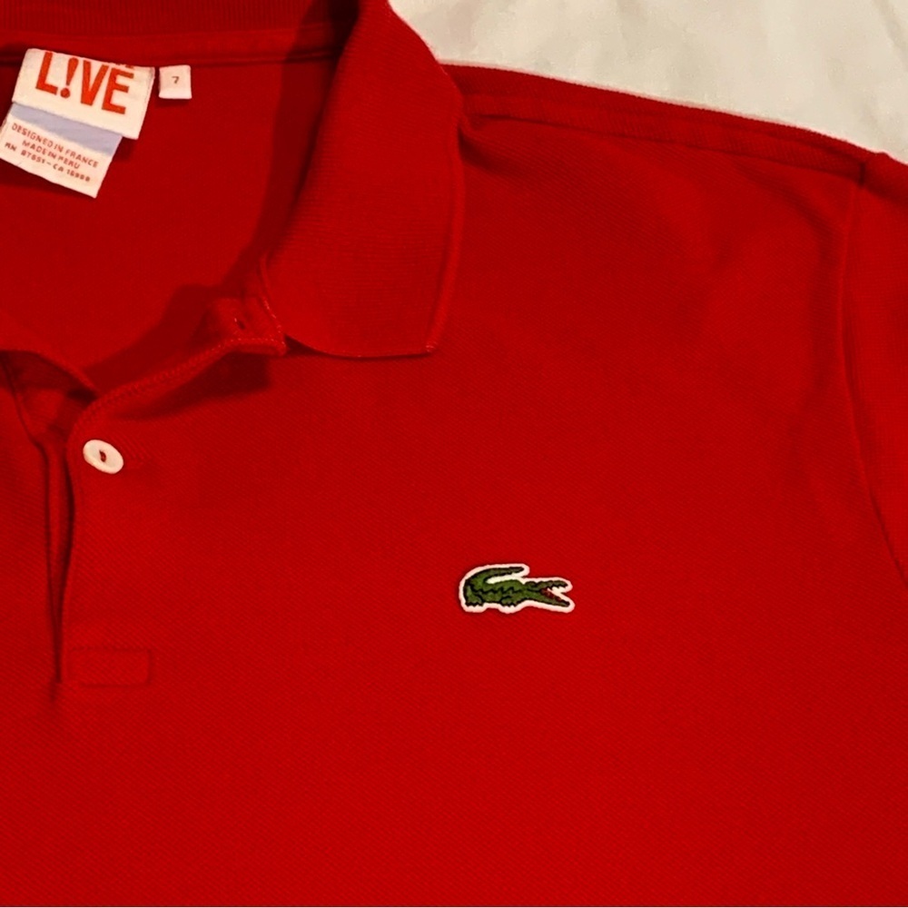 Lacoste Live Red Polo Shirt Mens EU Sz 7 (US XL) Short Sleeve Preppy 80s golf